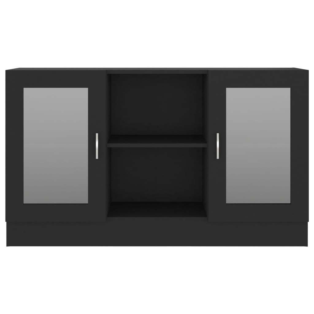 vidaXL Vitrina črna 120x30,5x70 cm iverna plošča