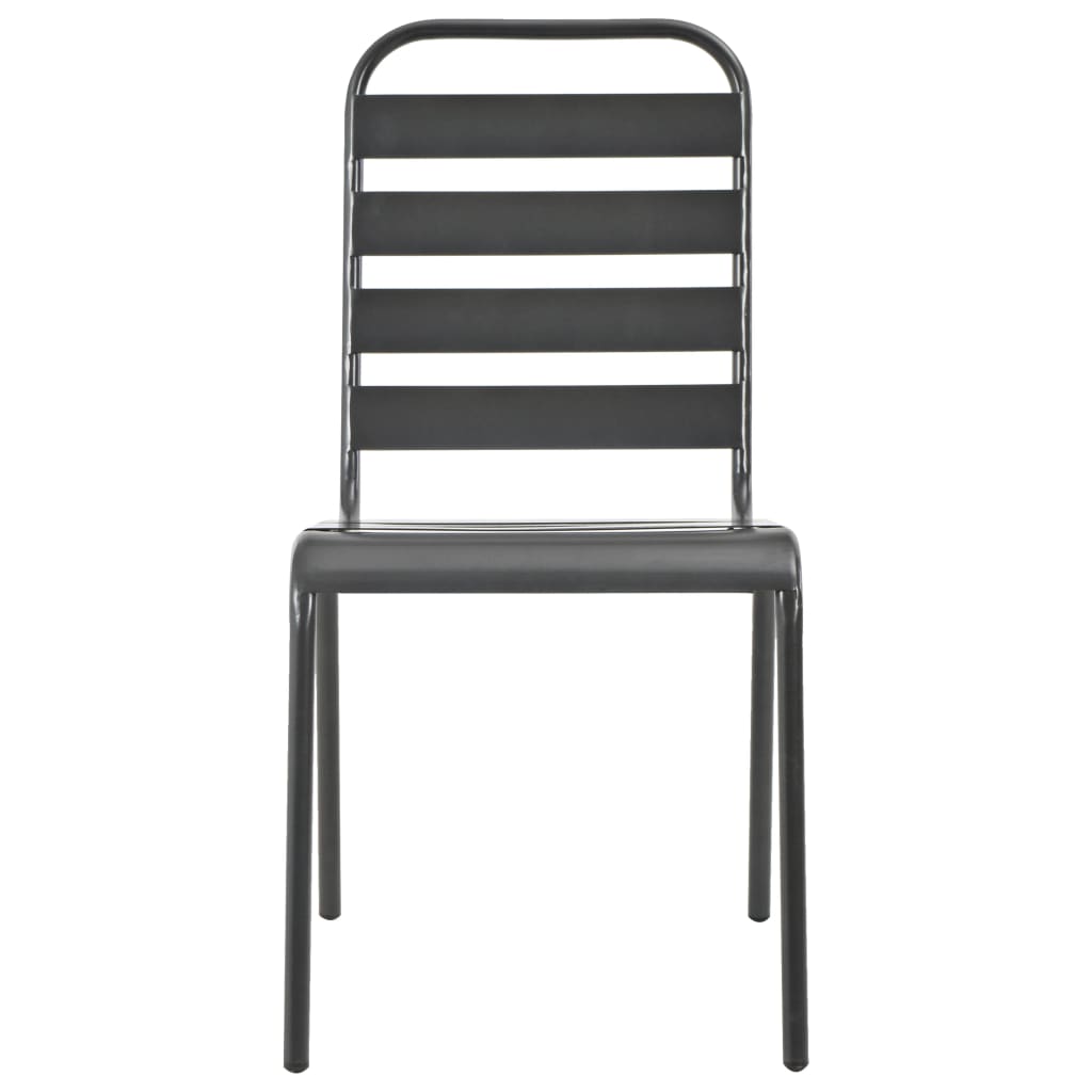 vidaXL Zunanji stoli 4 kosi letveni dizajn jeklo temno sivi