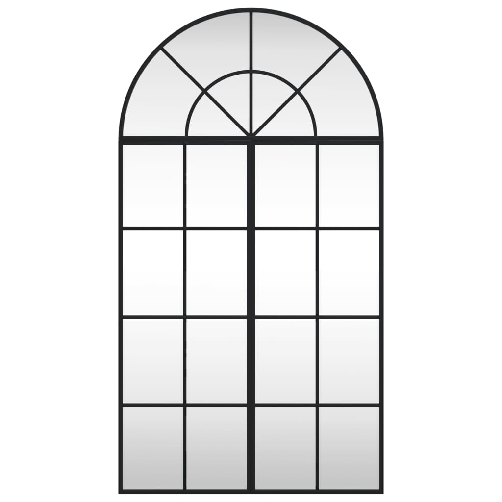 vidaXL Stensko ogledalo črno 60x110 cm obokano železo