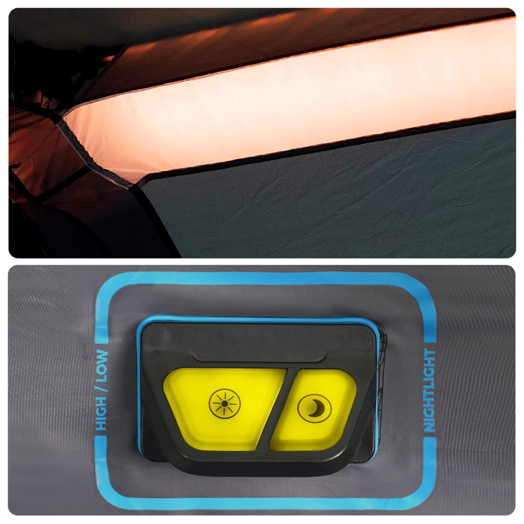 vidaXL Šotor za kampiranje z LED svetilko za 6 oseb svetlo moder