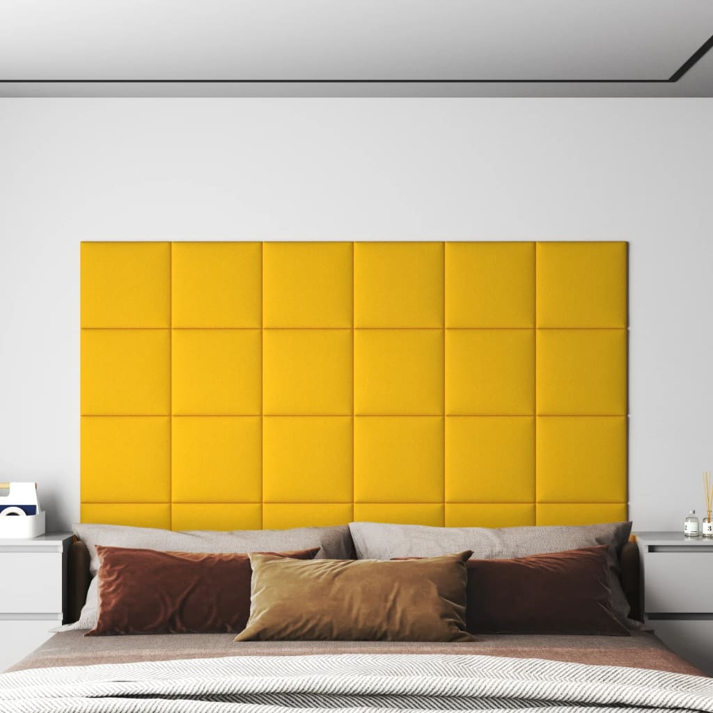 vidaXL Stenski paneli 12 kosov rumeni 30x30 cm žamet 1,08 m²