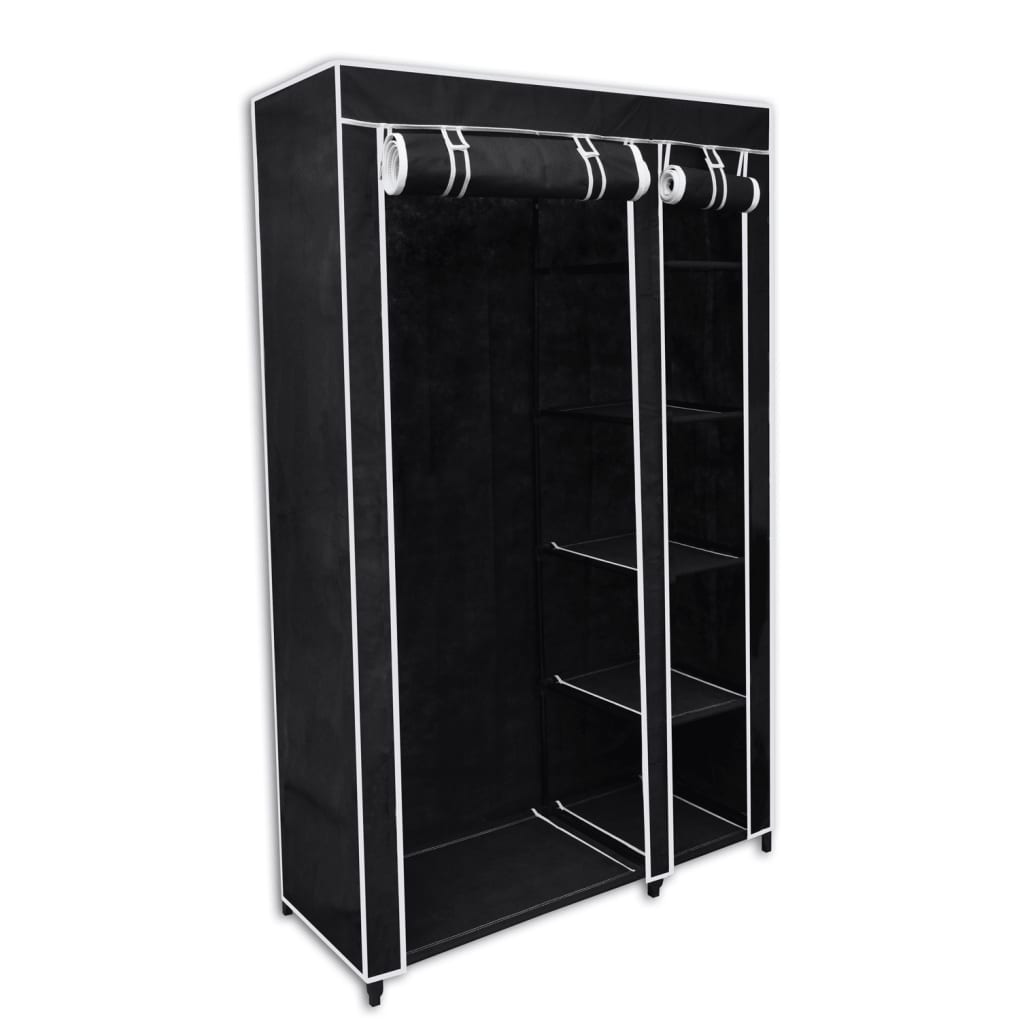 vidaXL Zložljiva garderobna omara črne barve 110 x 45 x 175 cm