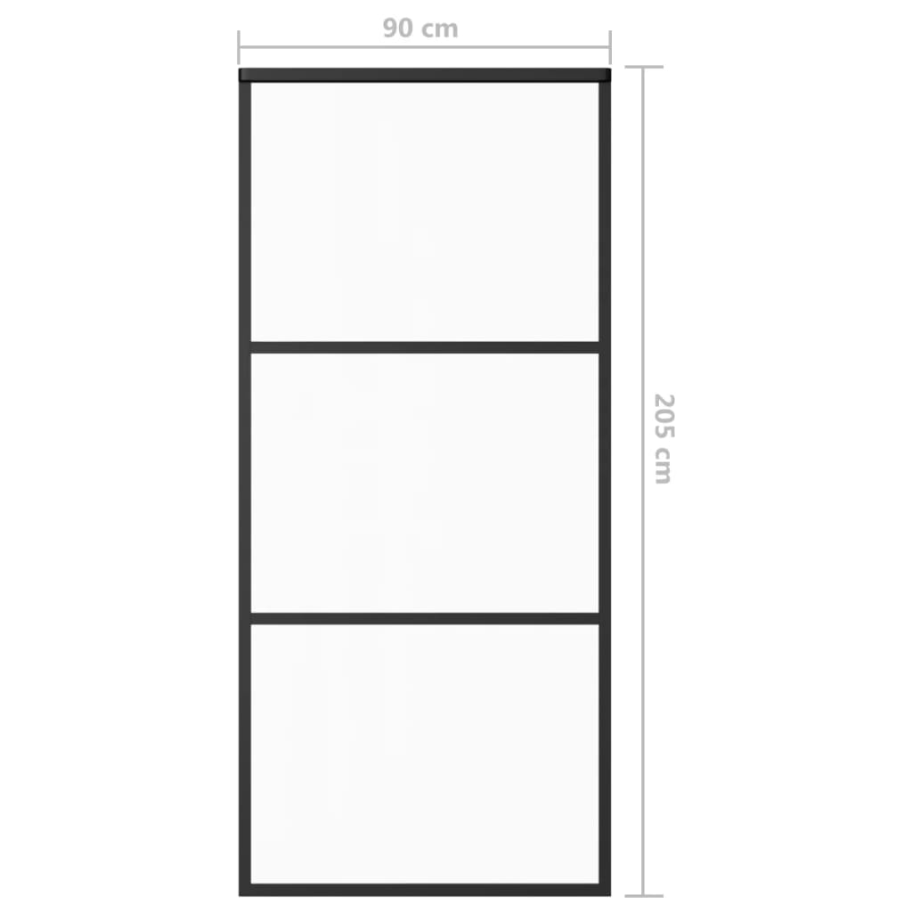 vidaXL Drsna vrata ESG steklo in aluminij 90x205 cm črna