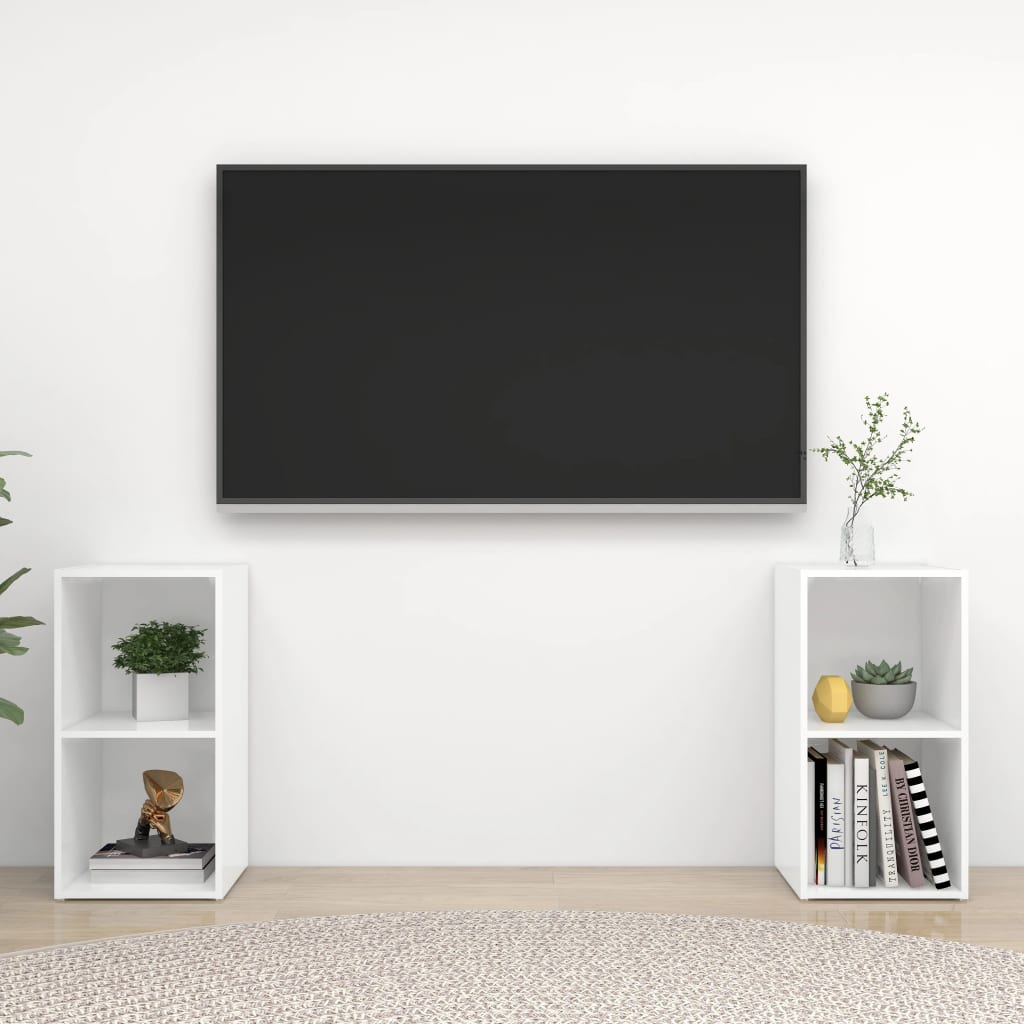 vidaXL TV omarice 2 kosa visok sijaj bele 72x35x36,5 cm iverna plošča