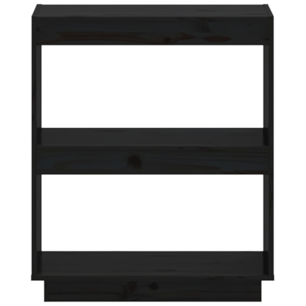 vidaXL Knjižna omara črna 60x35x71 cm trdna borovina