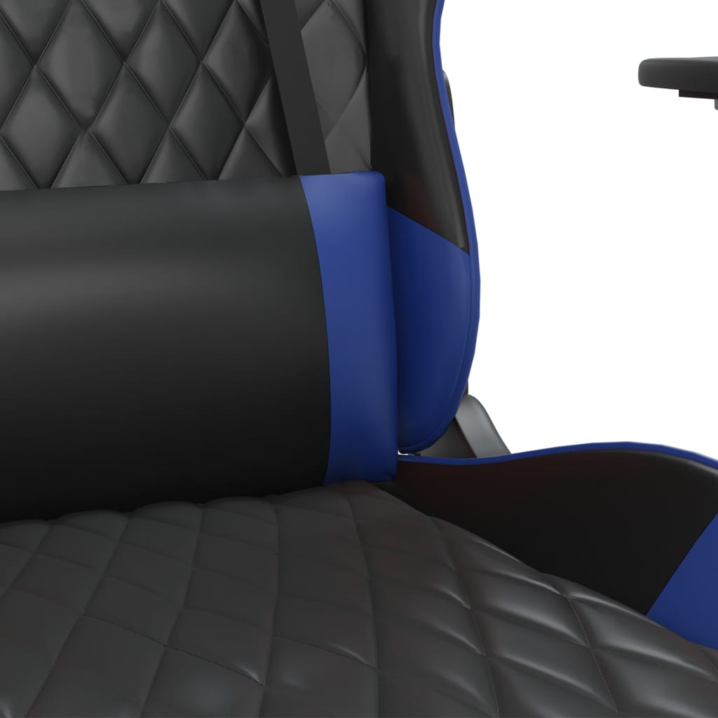 vidaXL Masažni igralni stol z oporo za noge črno in Modra umetno usnje
