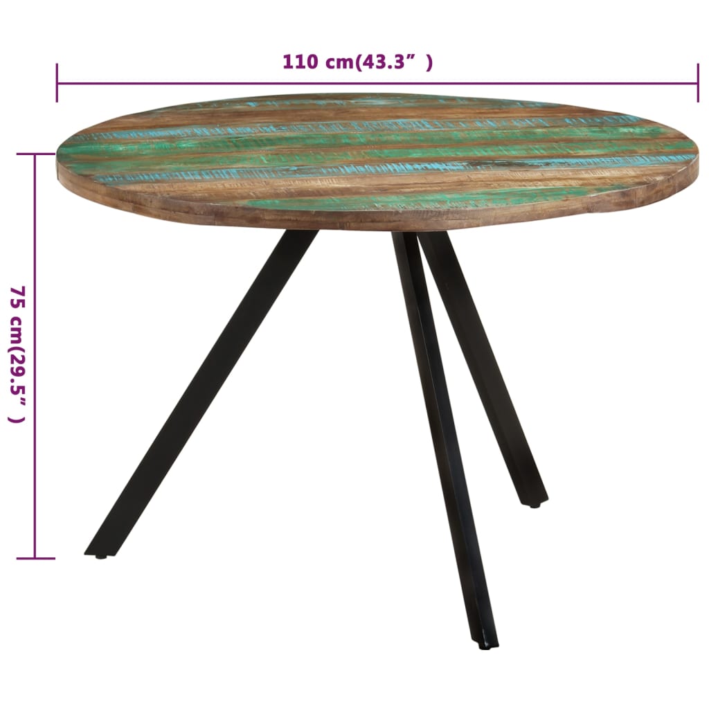 vidaXL Jedilna miza 110x75 cm predelan trden les