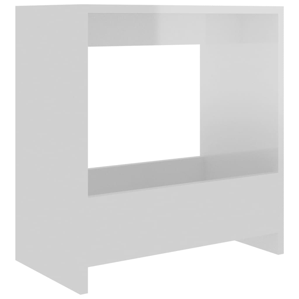 vidaXL Stranska mizica visok sijaj bela 50x26x50 cm iverna plošča