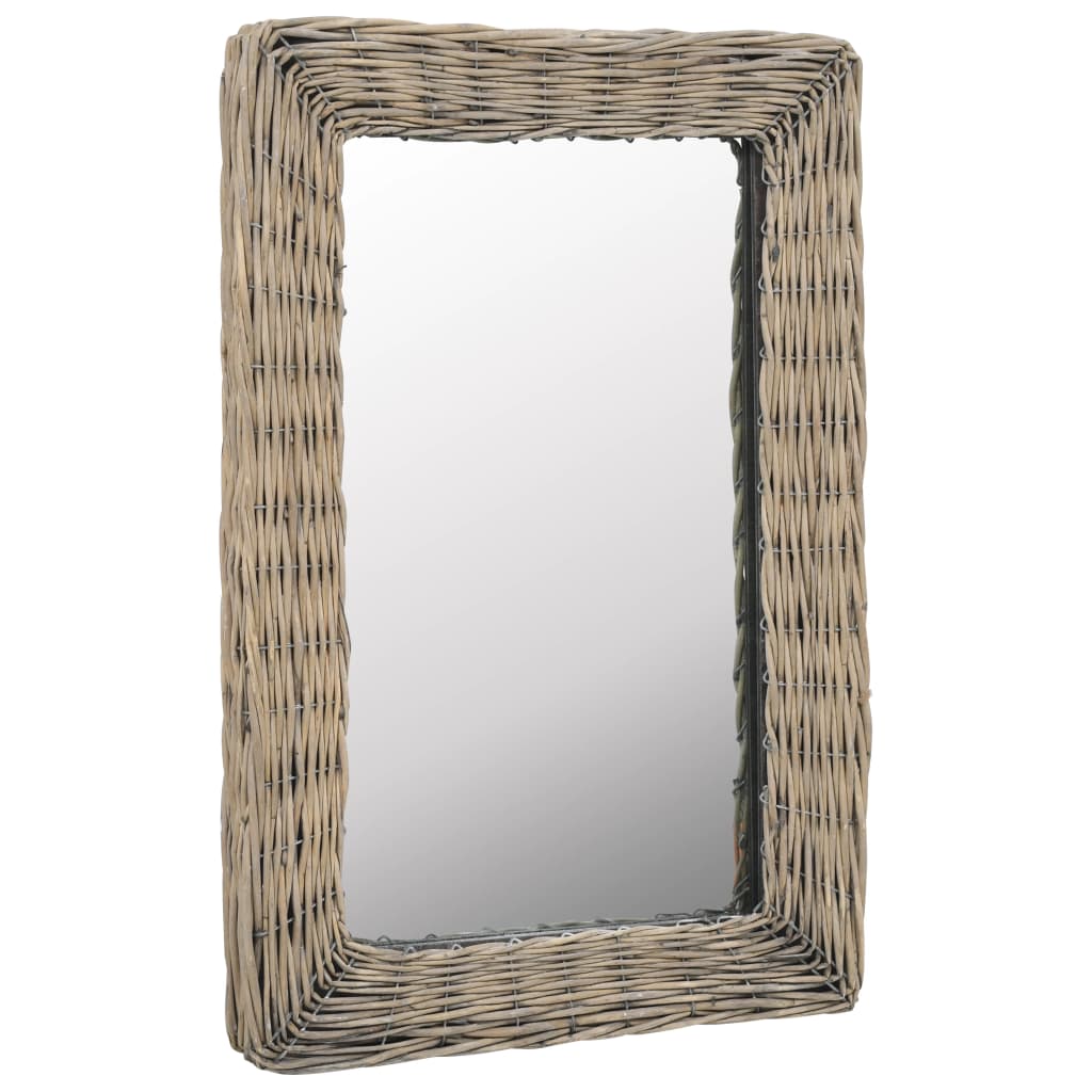 vidaXL Ogledalo s pletenim okvirjem rjave barve 40x60 cm