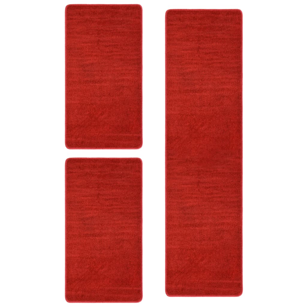 vidaXL Preproge za spalnico kosmate visoke 3 kosi rdeče