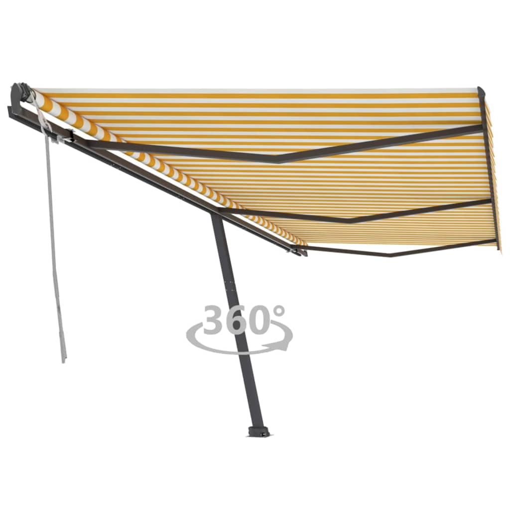 vidaXL Prostostoječa ročno zložljiva tenda 600x300 cm rumena/bela