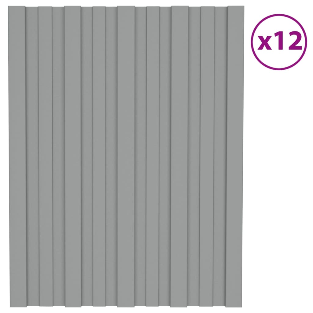 vidaXL Strešni paneli 12 kosov pocinkano jeklo sivi 60x45 cm