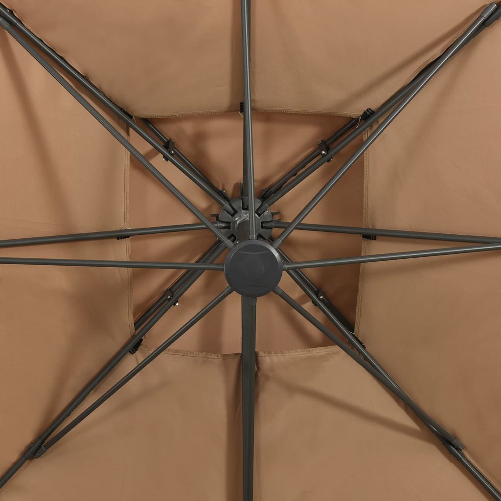 vidaXL Vrtni senčnik z dvojno streho 300x300 cm taupe
