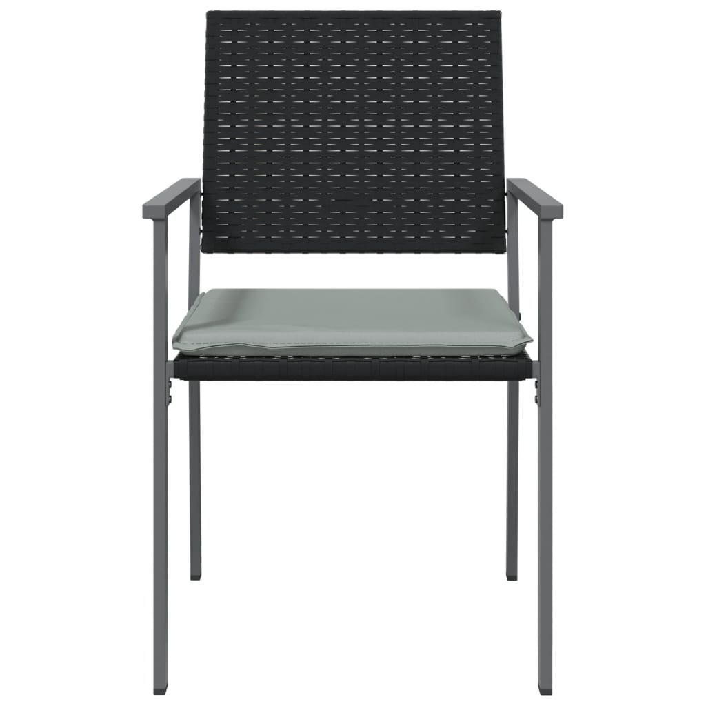 vidaXL Vrtni stoli z blazinami 4 kosi črni 54x62,5x89 cm poli ratan