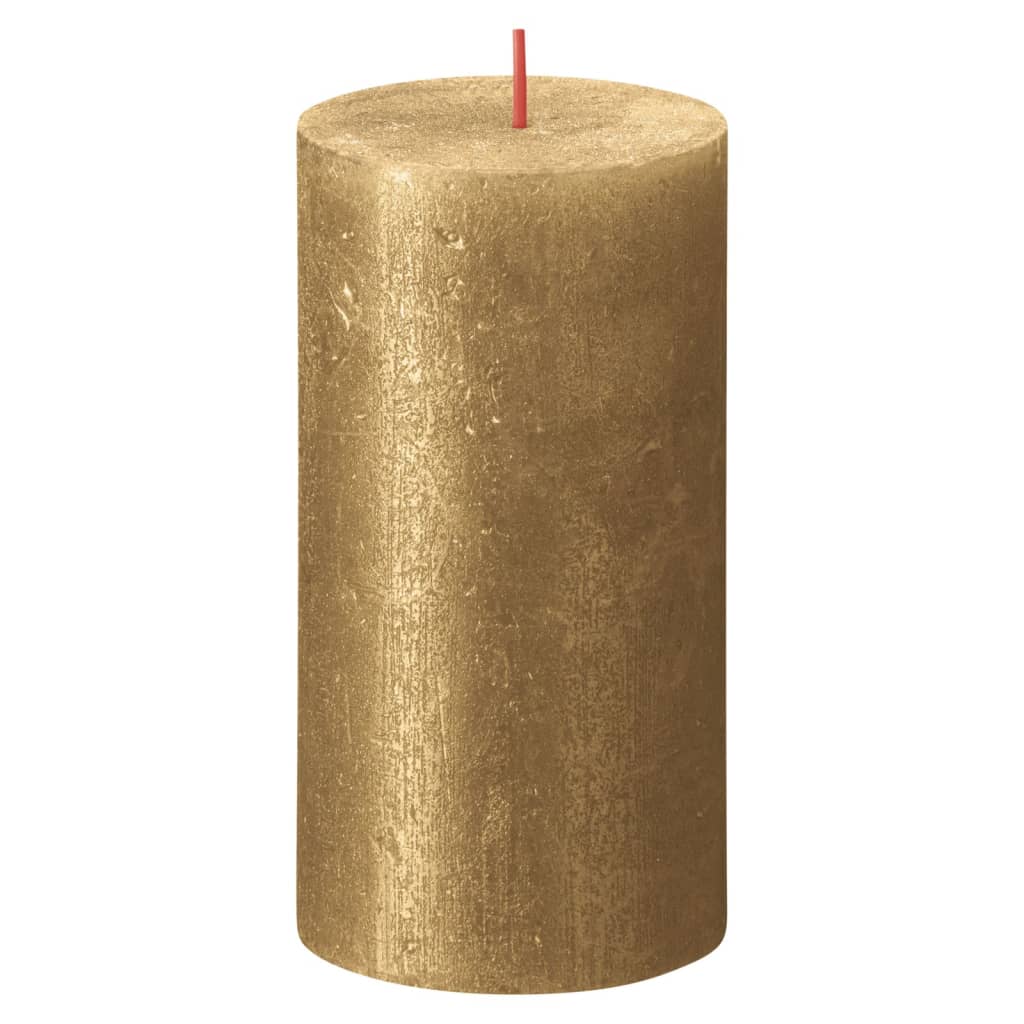 Bolsius Rustikalne stebričaste sveče Shimmer 4 kosov 130x68 mm zlate