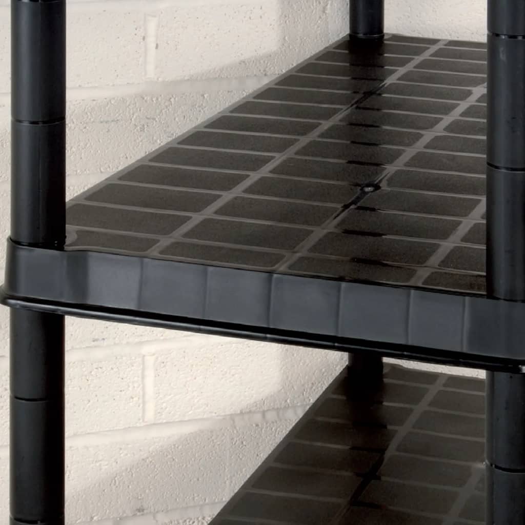 vidaXL Regal s policami 5-nadstropni črn 170x40x185 cm plastika