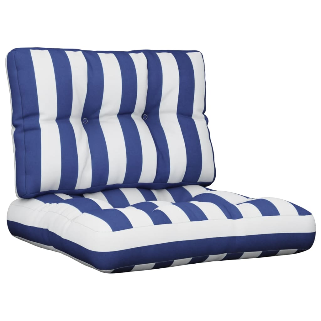 vidaXL Blazina za kavč iz palet 2 kosa modro-bele črte blago