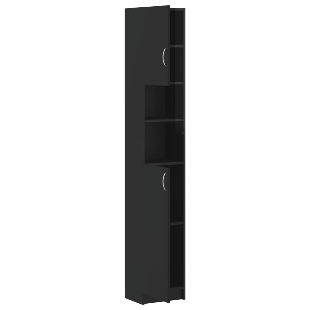 vidaXL Kopalniška omarica visok sijaj črna 32x25,5x190 cm iverna pl.
