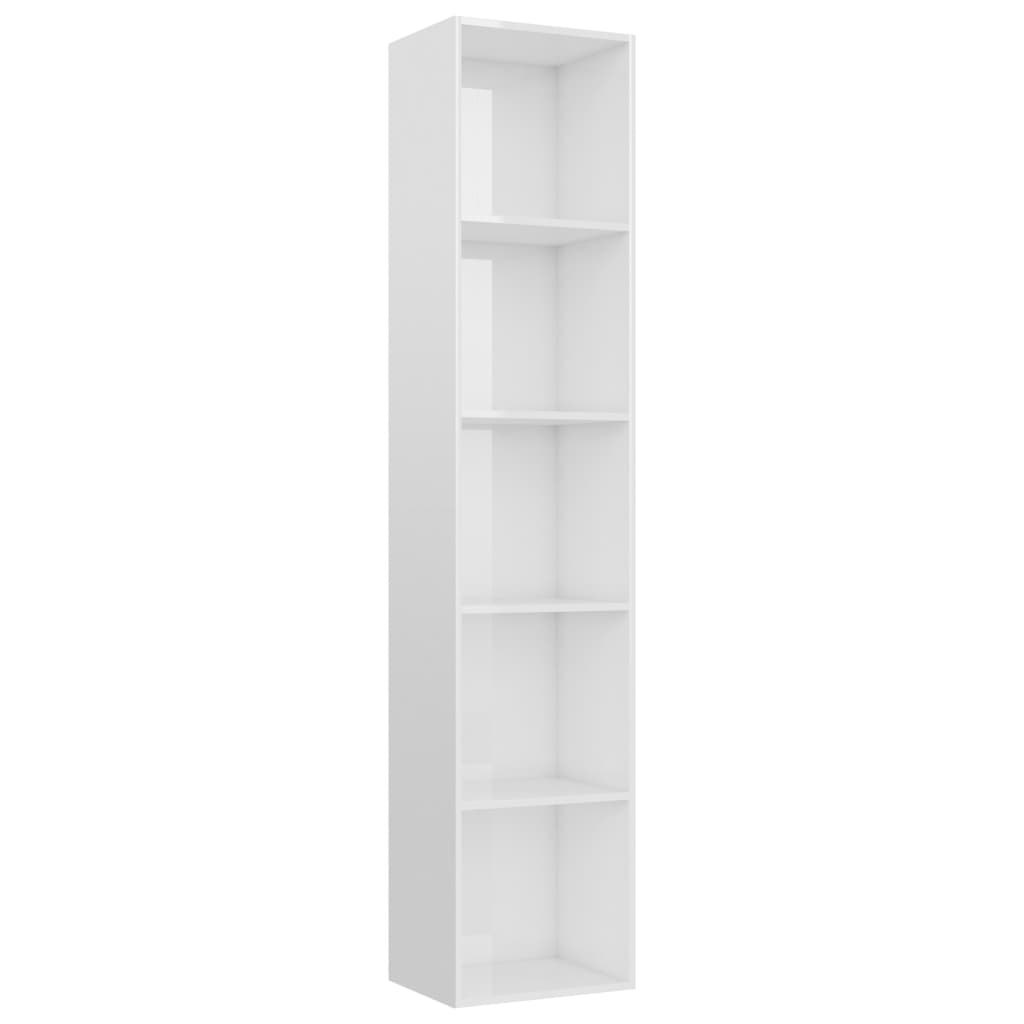 vidaXL Knjižna omara visok sijaj bela 40x30x189 cm iverna plošča