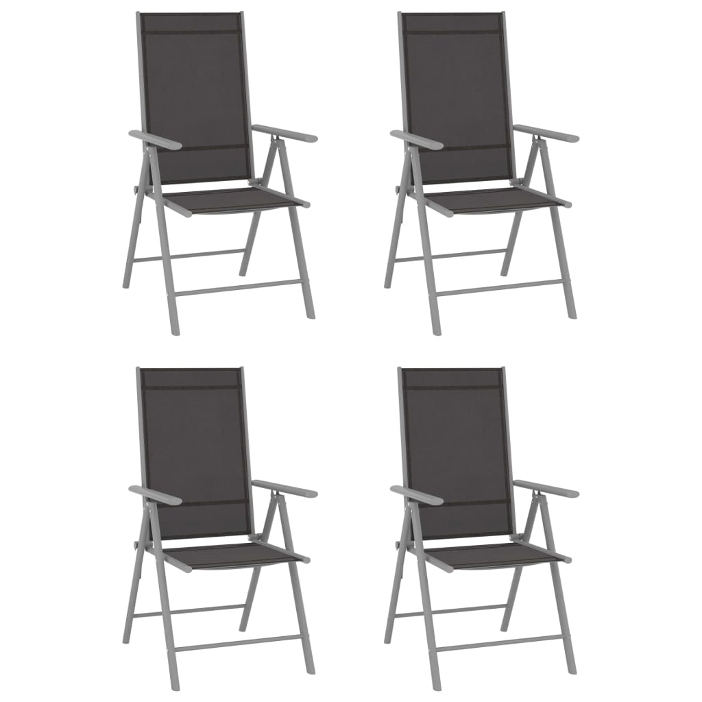 vidaXL Zložljivi vrtni stoli 4 kosi tekstil črni