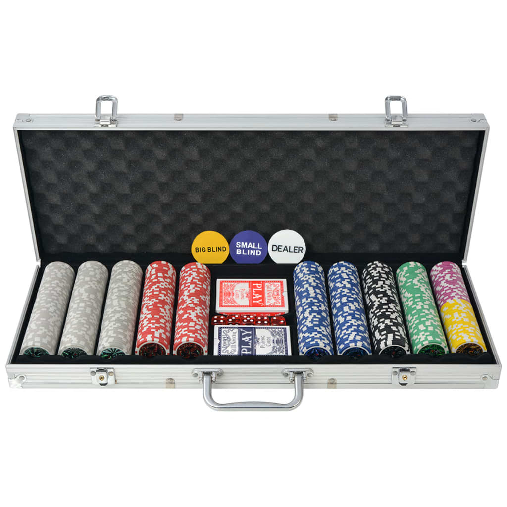 vidaXL Poker Set s 500 Laserskimi Žetoni Aluminij