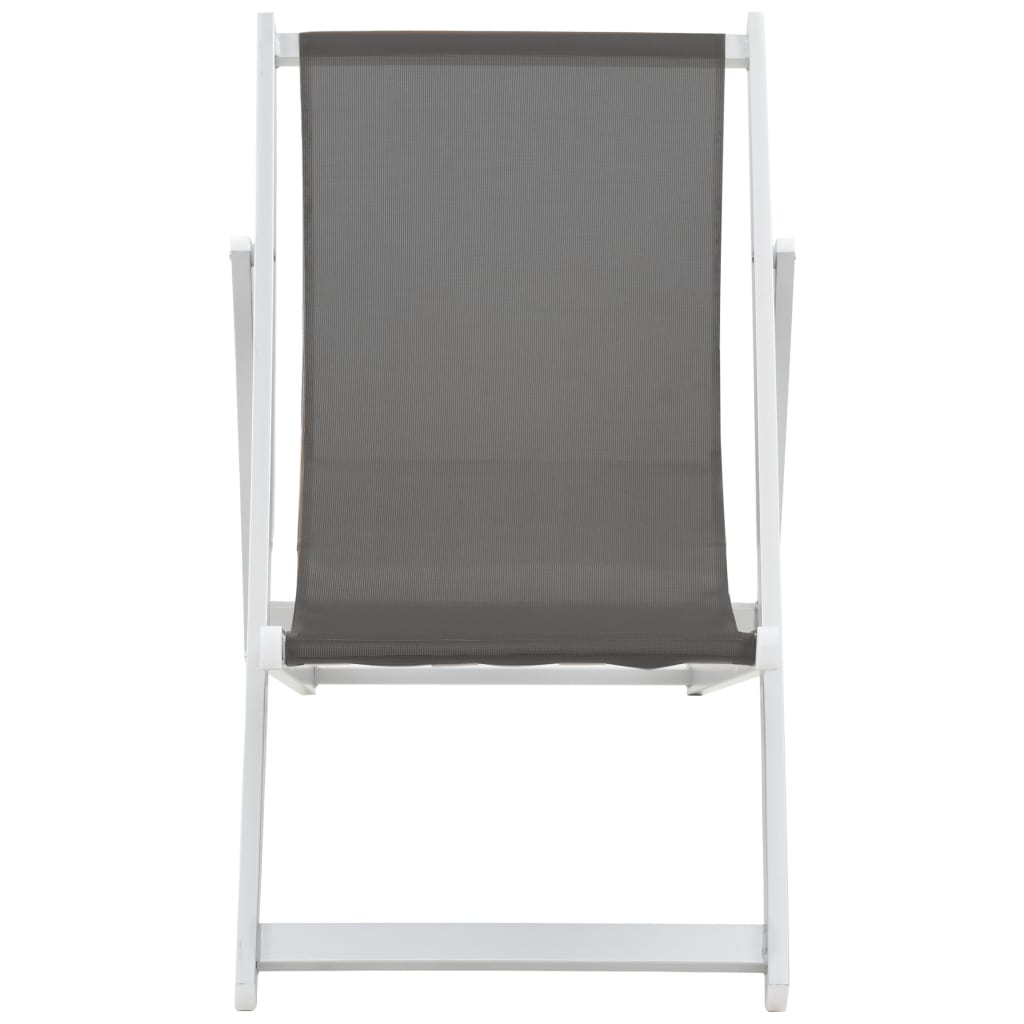 vidaXL Zložljivi stoli za na plažo 2 kosa aluminij in tekstil sivi