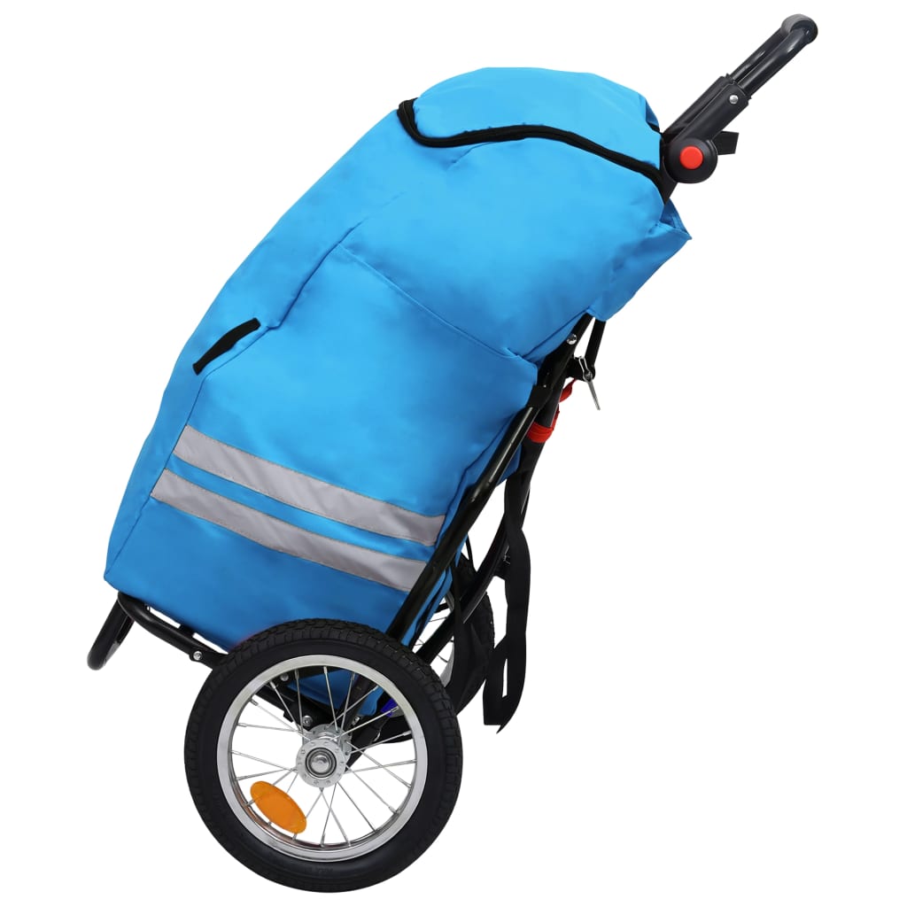 vidaXL Zložljiva kolesarska prikolica s torbo modra in črna