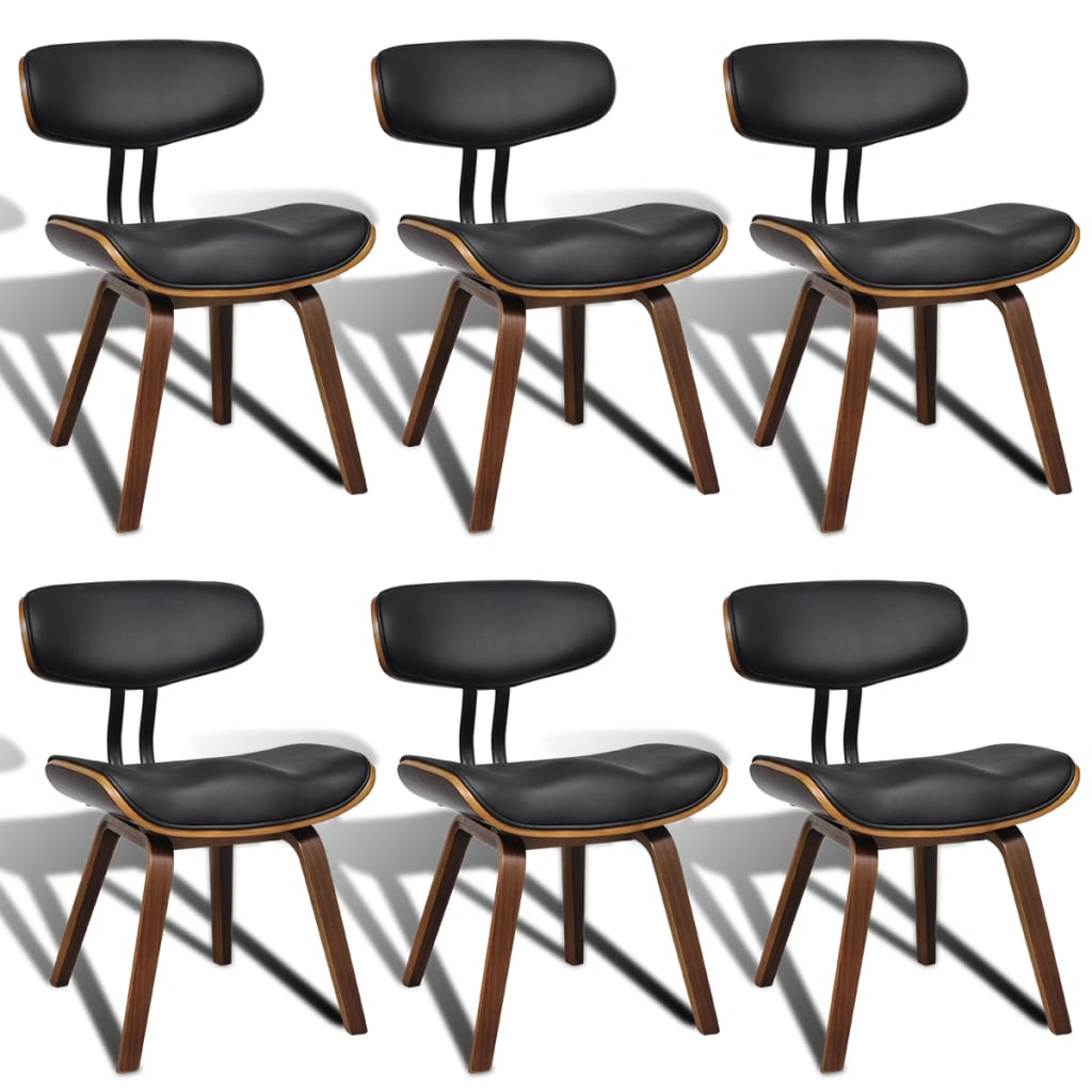 vidaXL Jedilni stoli 6 kosov ukrivljen les in umetno usnje