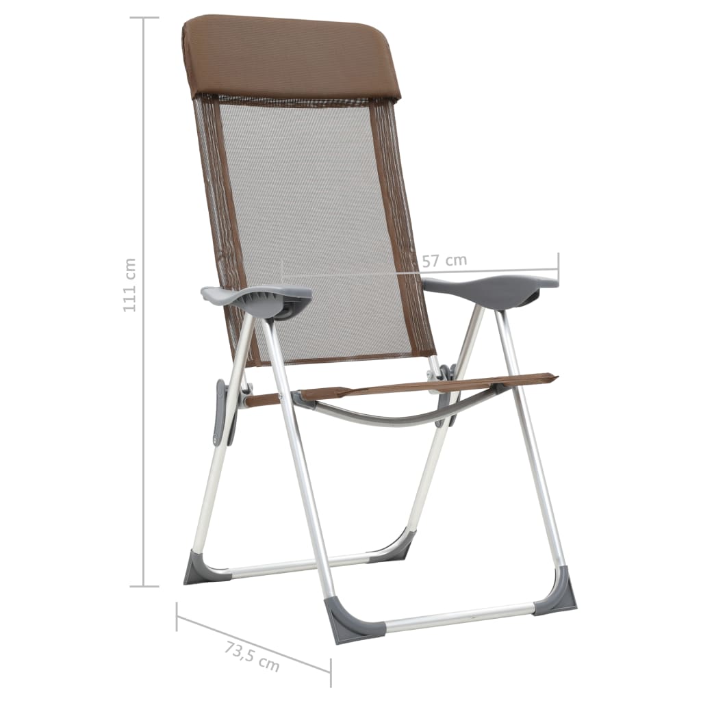 vidaXL Zložljivi stoli za kampiranje 2 kosa rjave barve aluminij