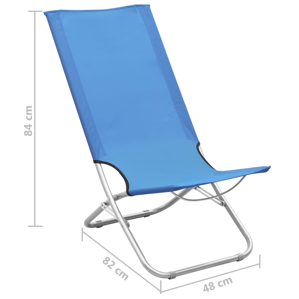 vidaXL Zložljivi stoli za na plažo 2 kosa modro blago