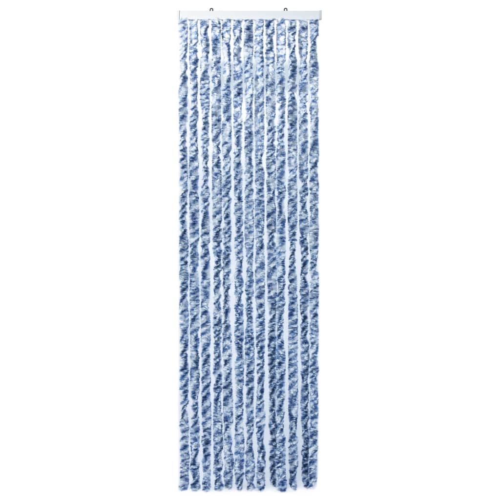 vidaXL Zavesa proti mrčesu iz šenilje 56x185 cm modra, bela in srebrna