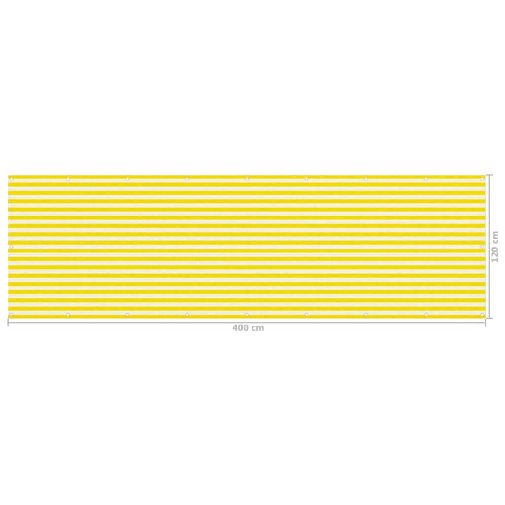 vidaXL Balkonsko platno rumeno in belo 120x400 cm HDPE