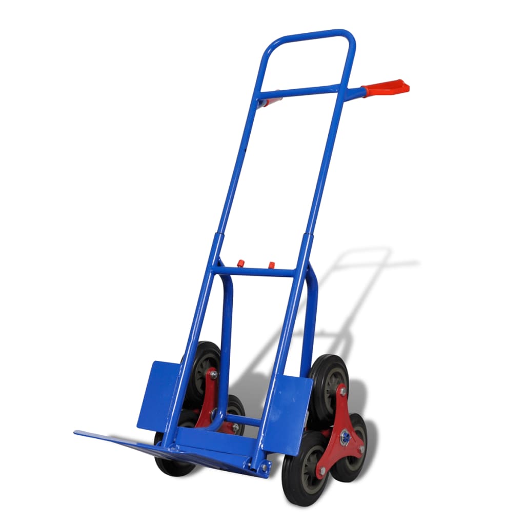 vidaXL Zložljiv ročni voziček s 6 kolesi moder