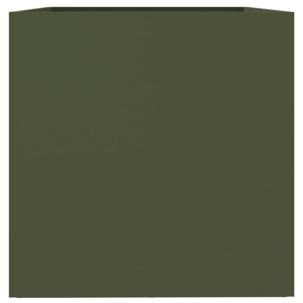 vidaXL Cvetlično korito olivno zeleno 62x47x46 cm hladno valjano jeklo