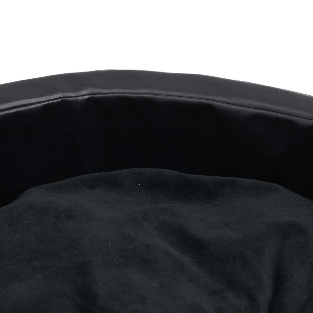 vidaXL Pasja postelja črna 79x70x19 cm pliš in umetno usnje