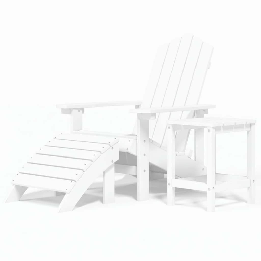 vidaXL Vrtni stol Adirondack s stolčkom za noge in mizico HDPE bel