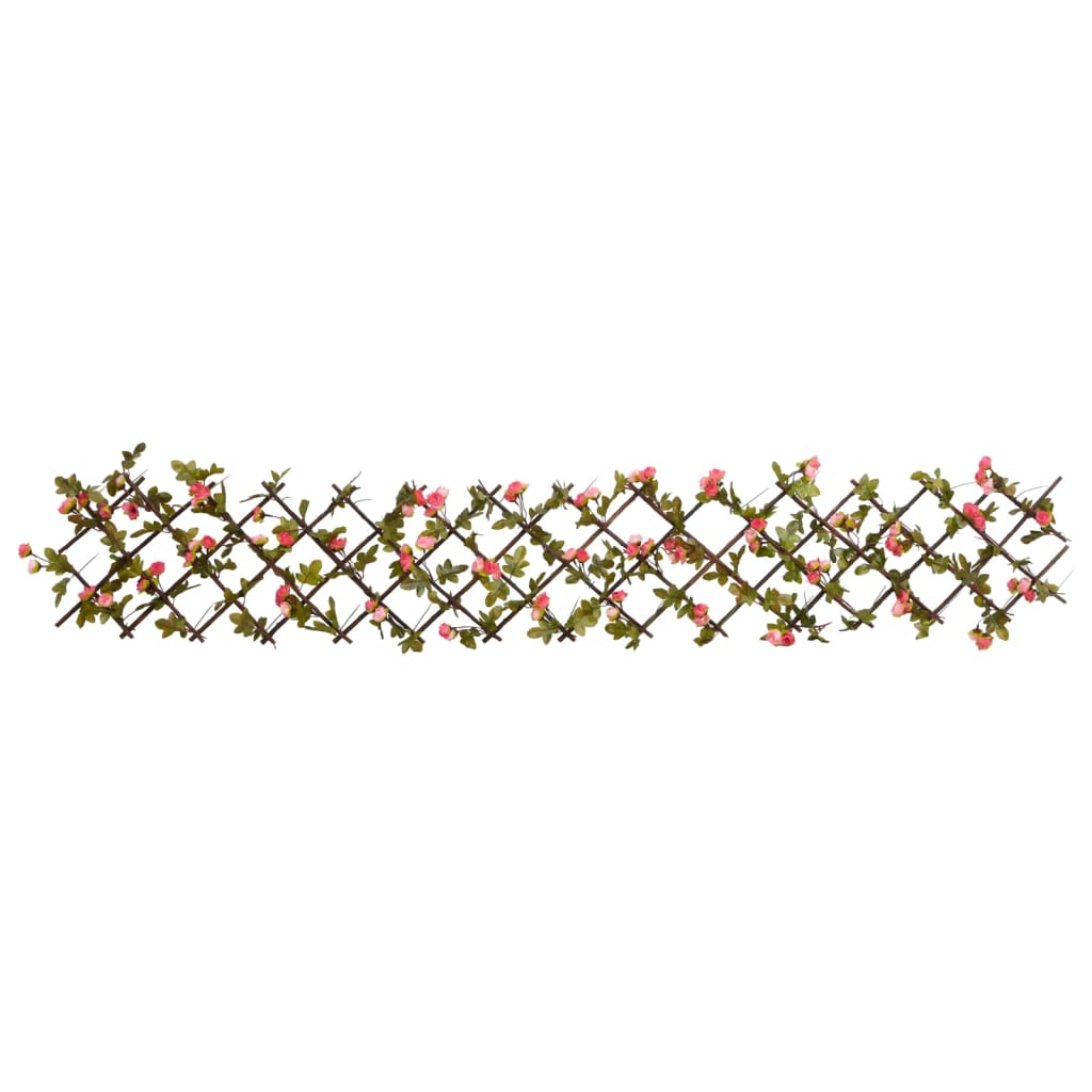 vidaXL Umetni bršljan raztegljiva ograja 5 kosov temno roza 180x20 cm