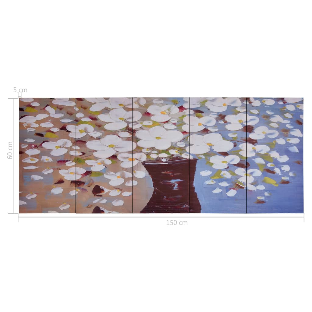 vidaXL Slika na platnu rože v vazi večbarvna 150x60 cm