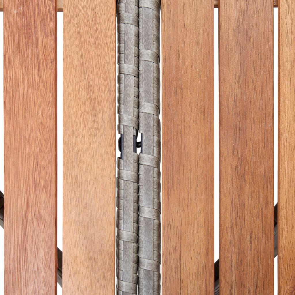 vidaXL Vrtna miza siva 115x74 cm poli ratan in akacijev les