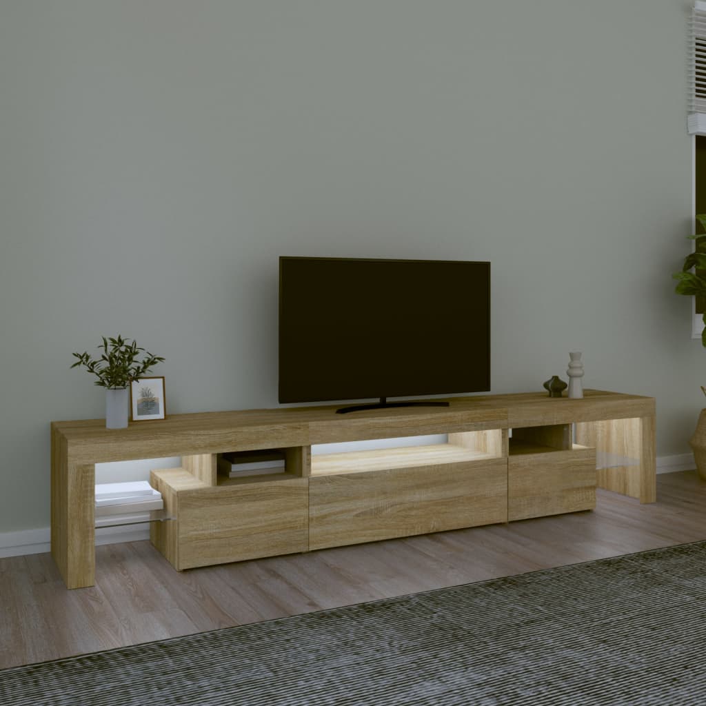 vidaXL TV omarica z LED lučkami sonoma hrast 215x36,5x40 cm