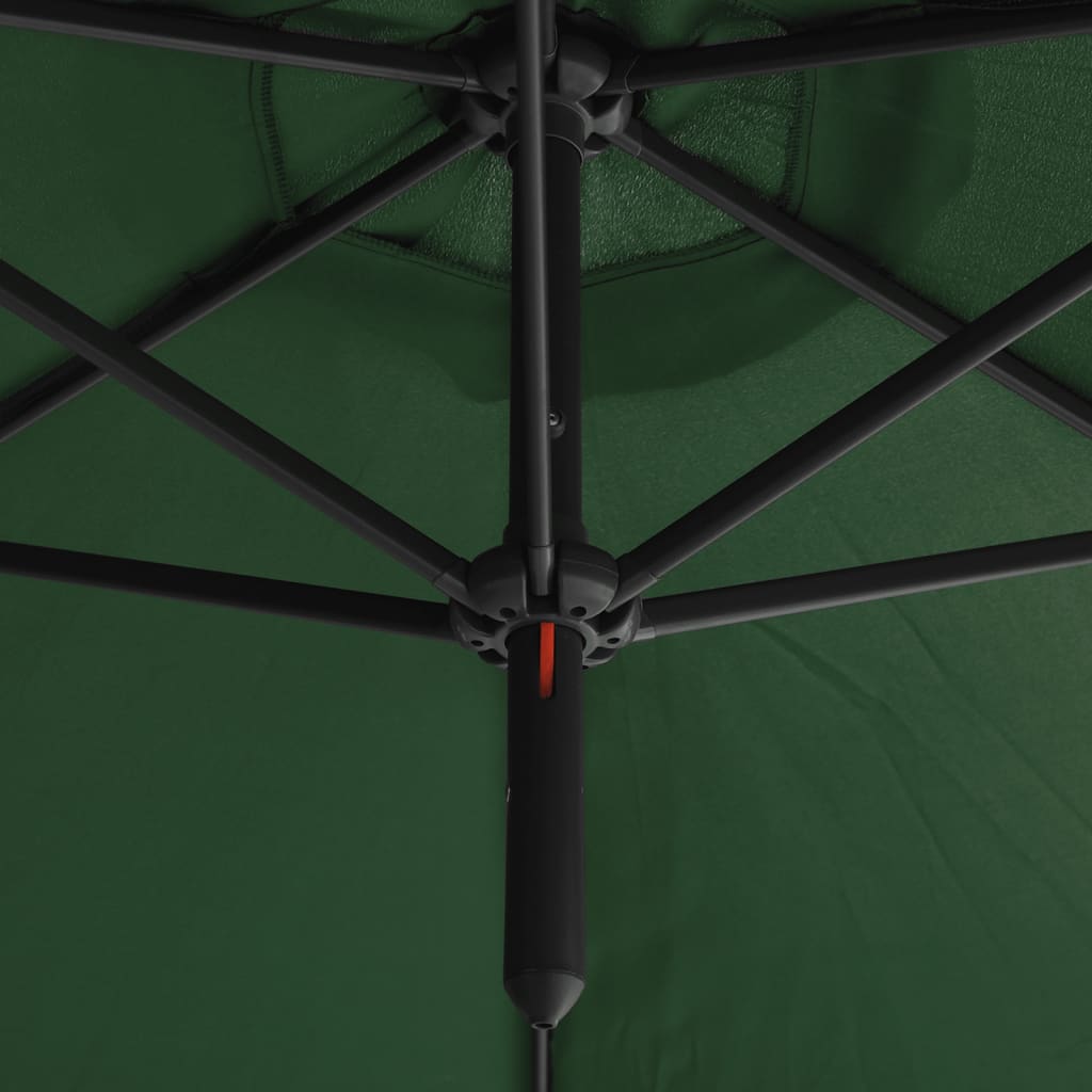 vidaXL Dvojni senčnik z jeklenim drogom zelen 600 cm