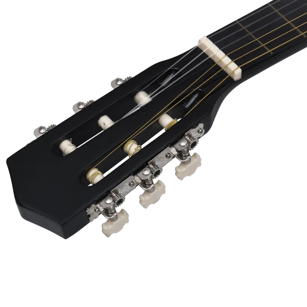 vidaXL Klasična kitara 12-delni komplet s 6 strunami črna 38"