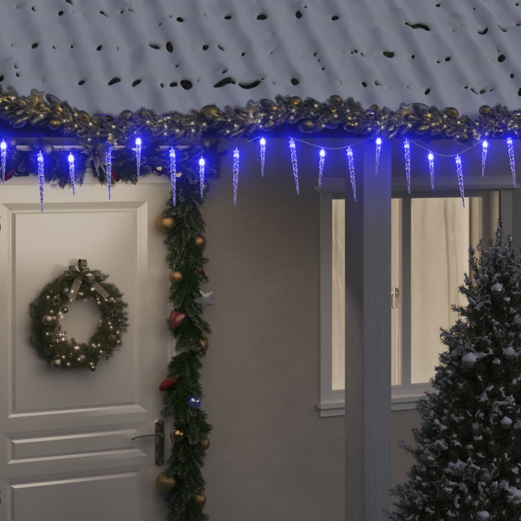 vidaXL Novoletne lučke ledene sveče 100 kosov modre iz akrila