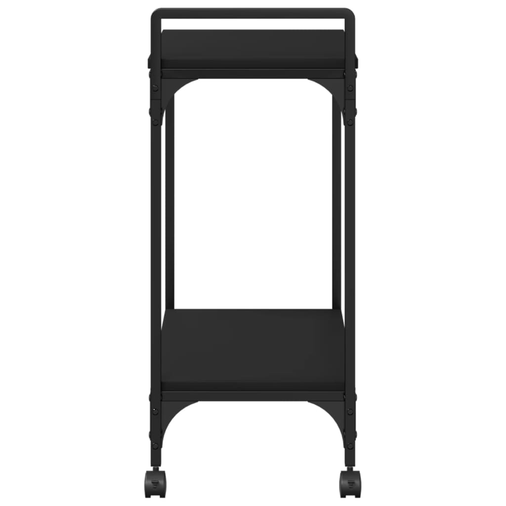 vidaXL Kuhinjski voziček črn 60,5x31x72,5 cm inženirski les