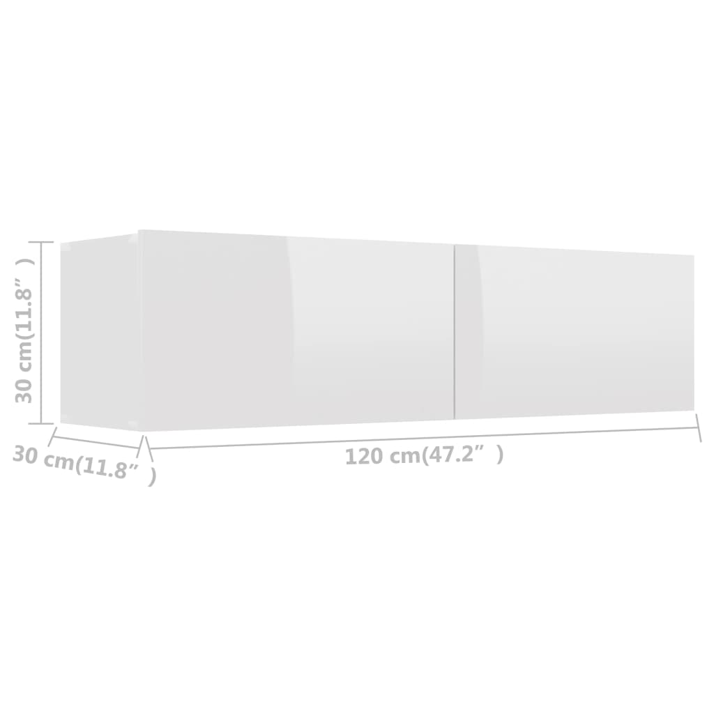 vidaXL TV omarica visok sijaj bela 120x30x30 cm iverna plošča