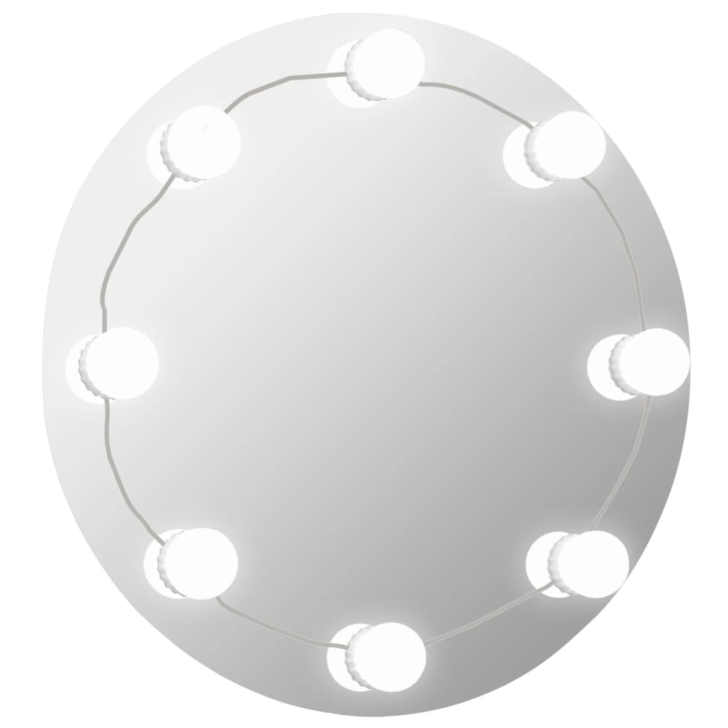 vidaXL Stensko ogledalo z LED lučkami okroglo steklo