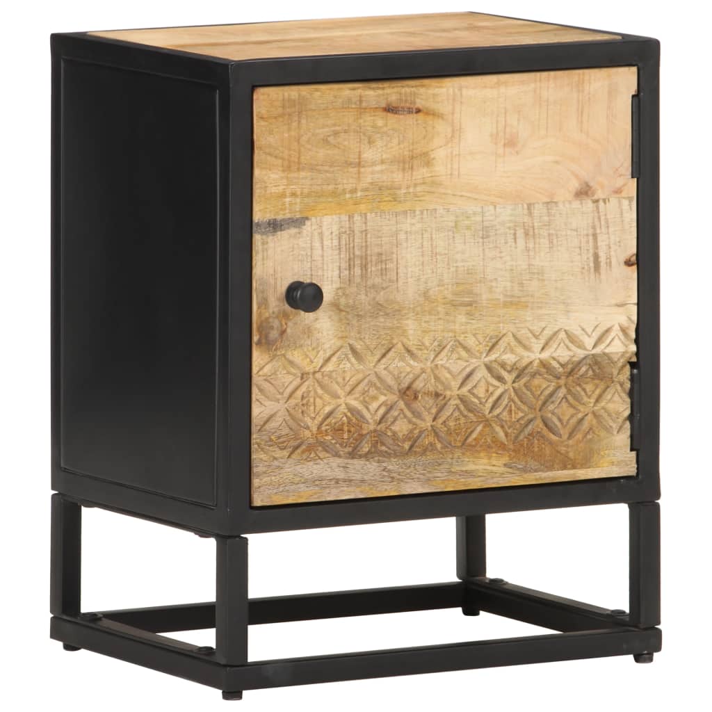 vidaXL Nočna omarica z izrezljanimi vrati 40x30x50 cm mangov les
