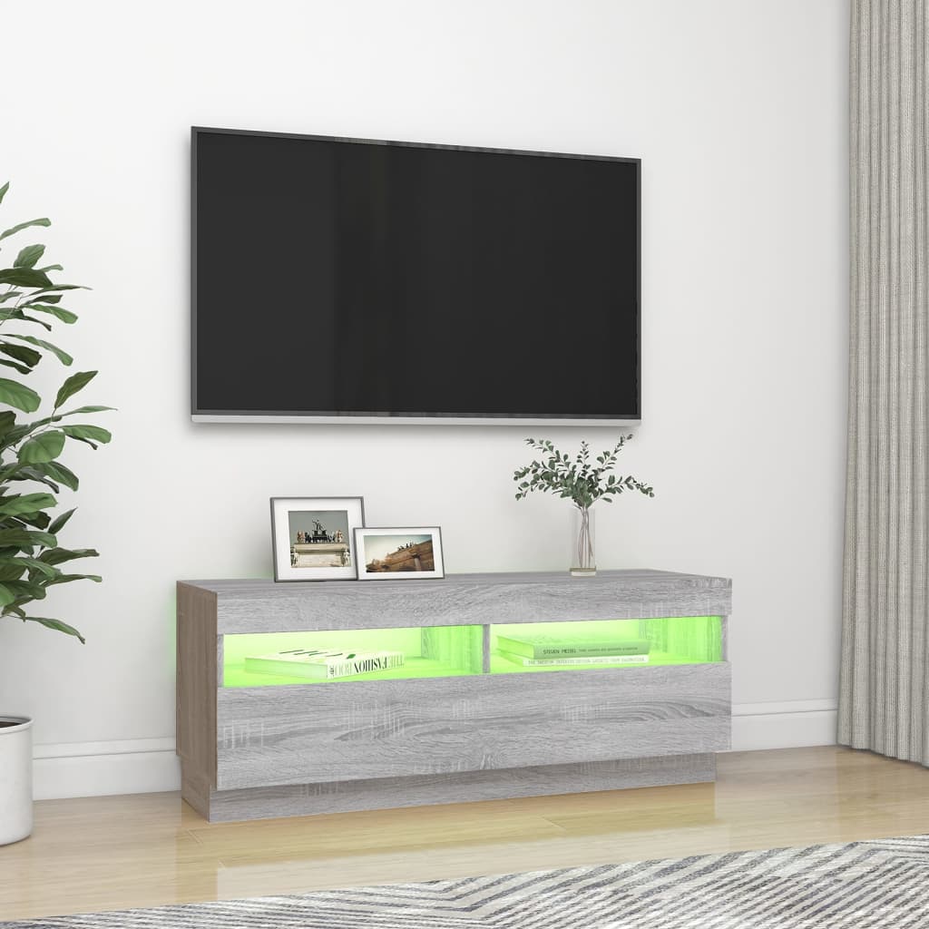 vidaXL TV omarica z LED lučkami siva sonoma 100x35x40 cm