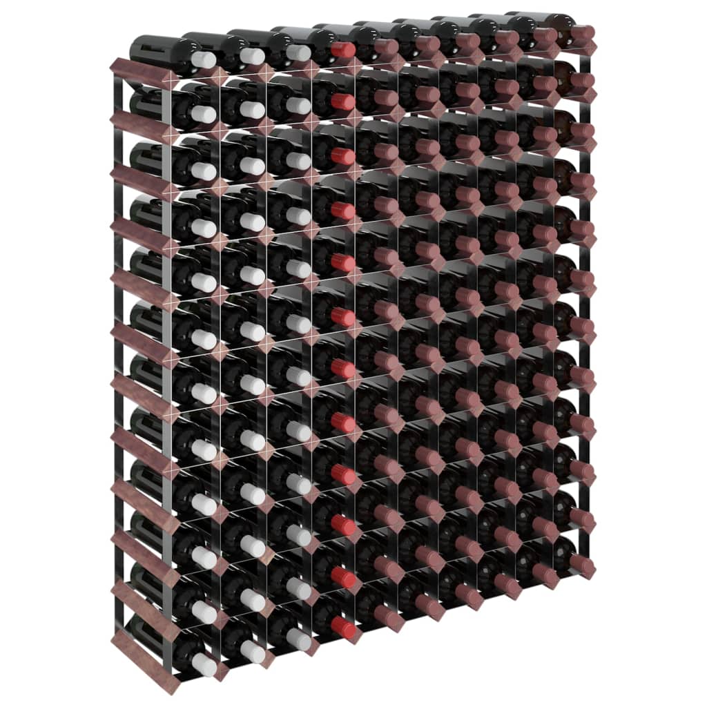 vidaXL Stojalo za vino za 120 steklenic rjavo trdna borovina