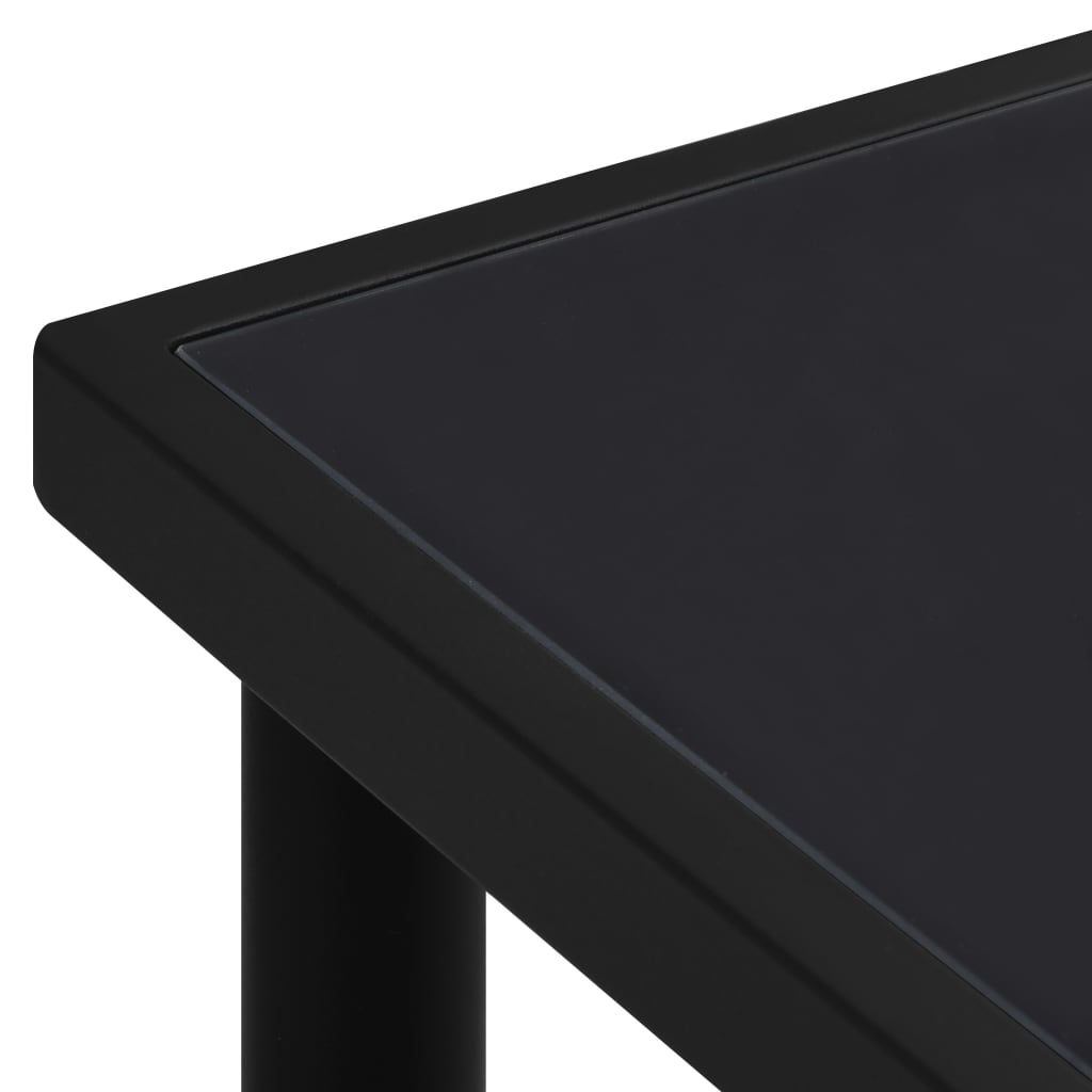vidaXL Vrtna miza s stekleno površino črna 150x90x74 cm jeklo